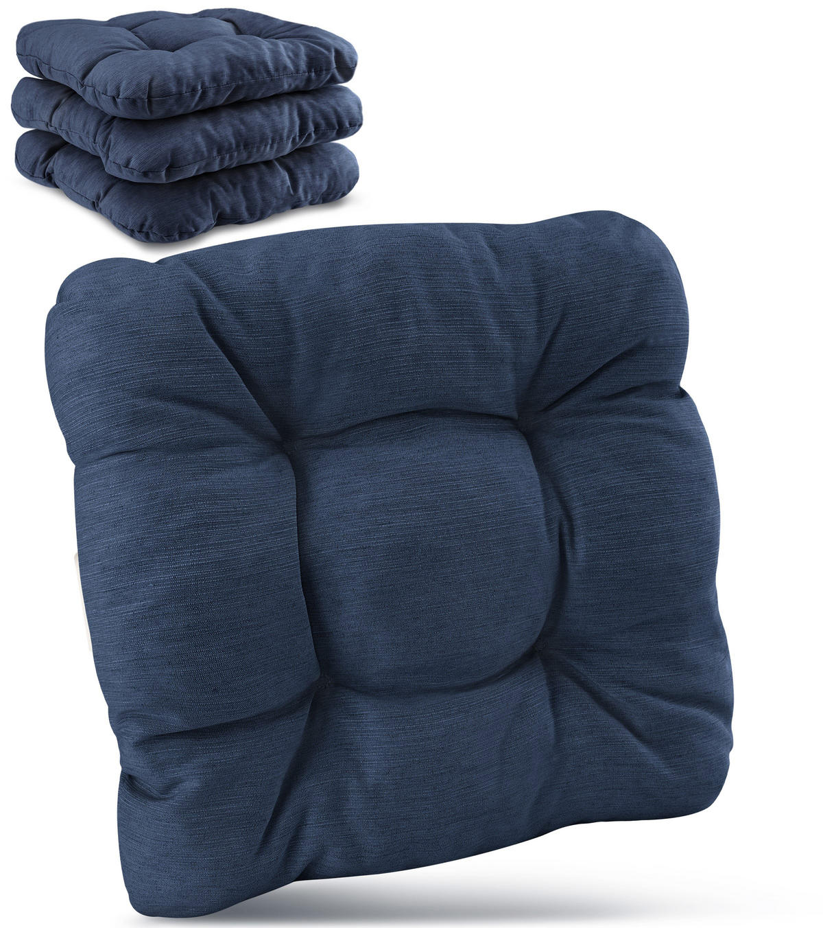 STUHLKISSEN HighLux SK 40/40/8cm Dunkelblau (4tlg) - Dunkelblau, Textil (40/40/32cm) - Beautissu 