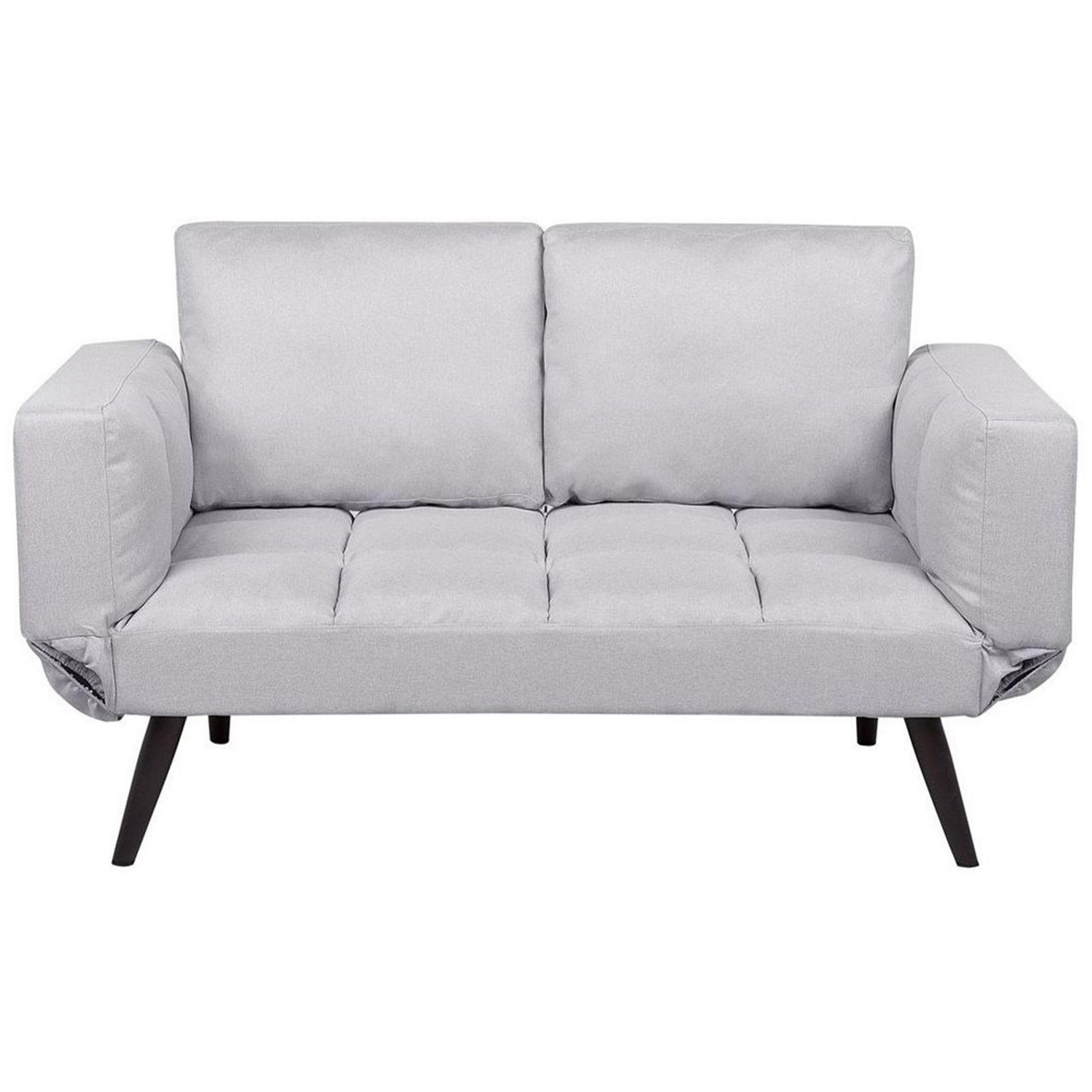 2-SITZER-SCHLAFSOFA Polsterbezug Hellgrau Brekke - Hellgrau, Textil (183/90/75cm) - Beliani