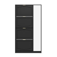 SCHUHSCHRANK Schwarz 80/24/147 cm - Schwarz, Holzwerkstoff (80/147/24cm) - PANGIVO