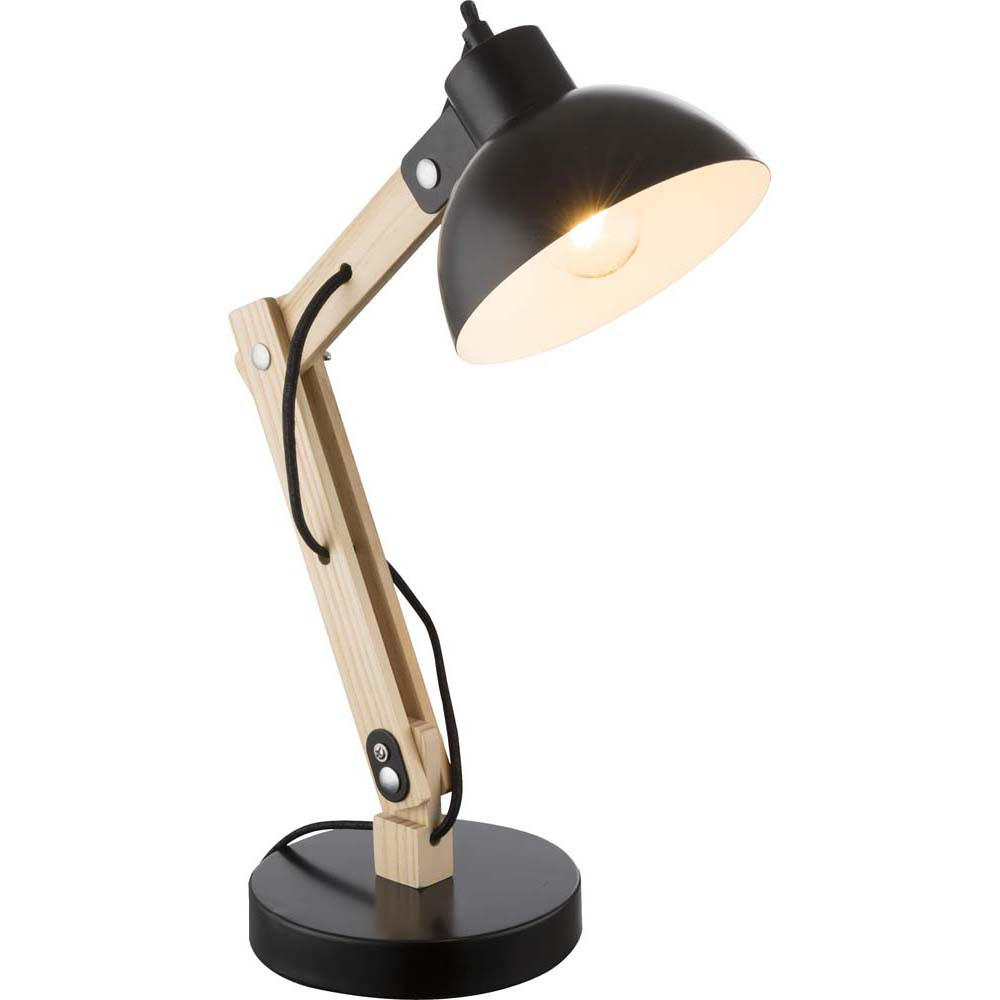 SCHREIBTISCHLEUCHTE Holzoptik Schwarz Metall - Schwarz, Holz (31/16/42.5cm) - Globo Lighting