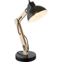 SCHREIBTISCHLEUCHTE Holzoptik Schwarz Metall - Schwarz, Holz (31/16/42.5cm) - Globo Lighting