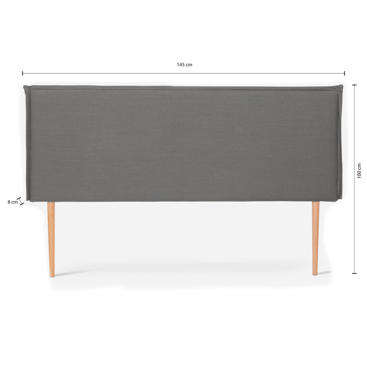 KOPFTEIL Gepolstertes aus 100% Leinenstoff Grau 145/100/8 cm EDMOND - Grau, Textil (145/100/8cm) - RNT By Really Nice Things