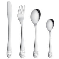 KINDERBESTECK 4-teiliges Set Edelstahl mit Bärenmotiv, graviert - Silberfarben, Metall