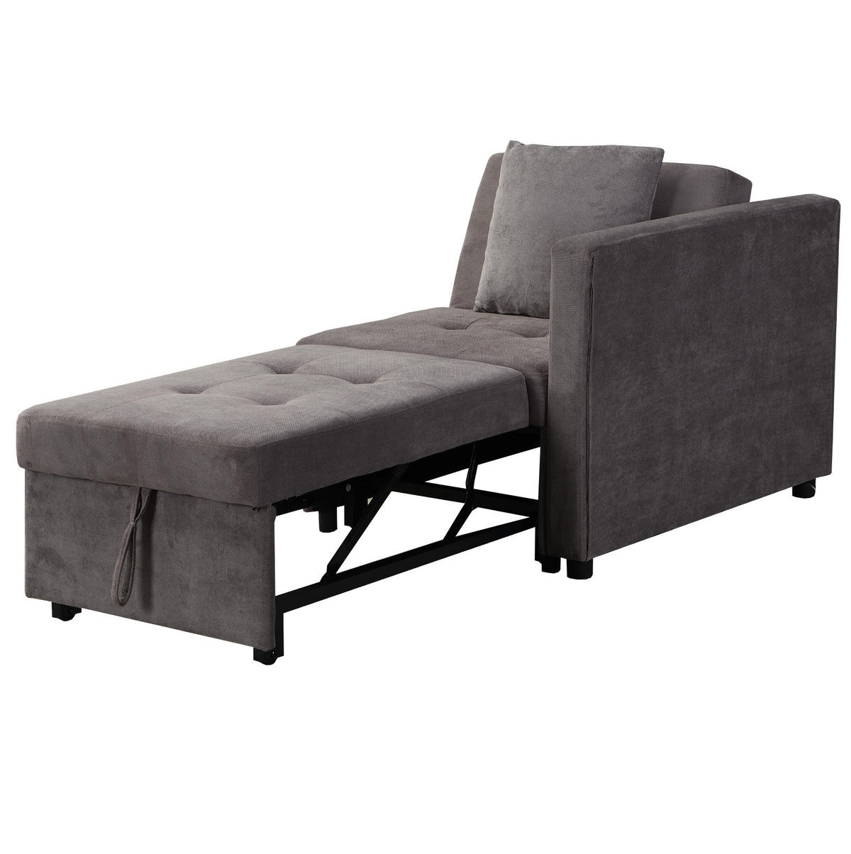 SCHLAFSOFA 3-in-1 Dunkelgrau mit verstellbarer Rückenlehne & USB-Anschlüssen 177/68/65 cm - Dunkelgrau, Leder (68/65/97cm) - OKWISH
