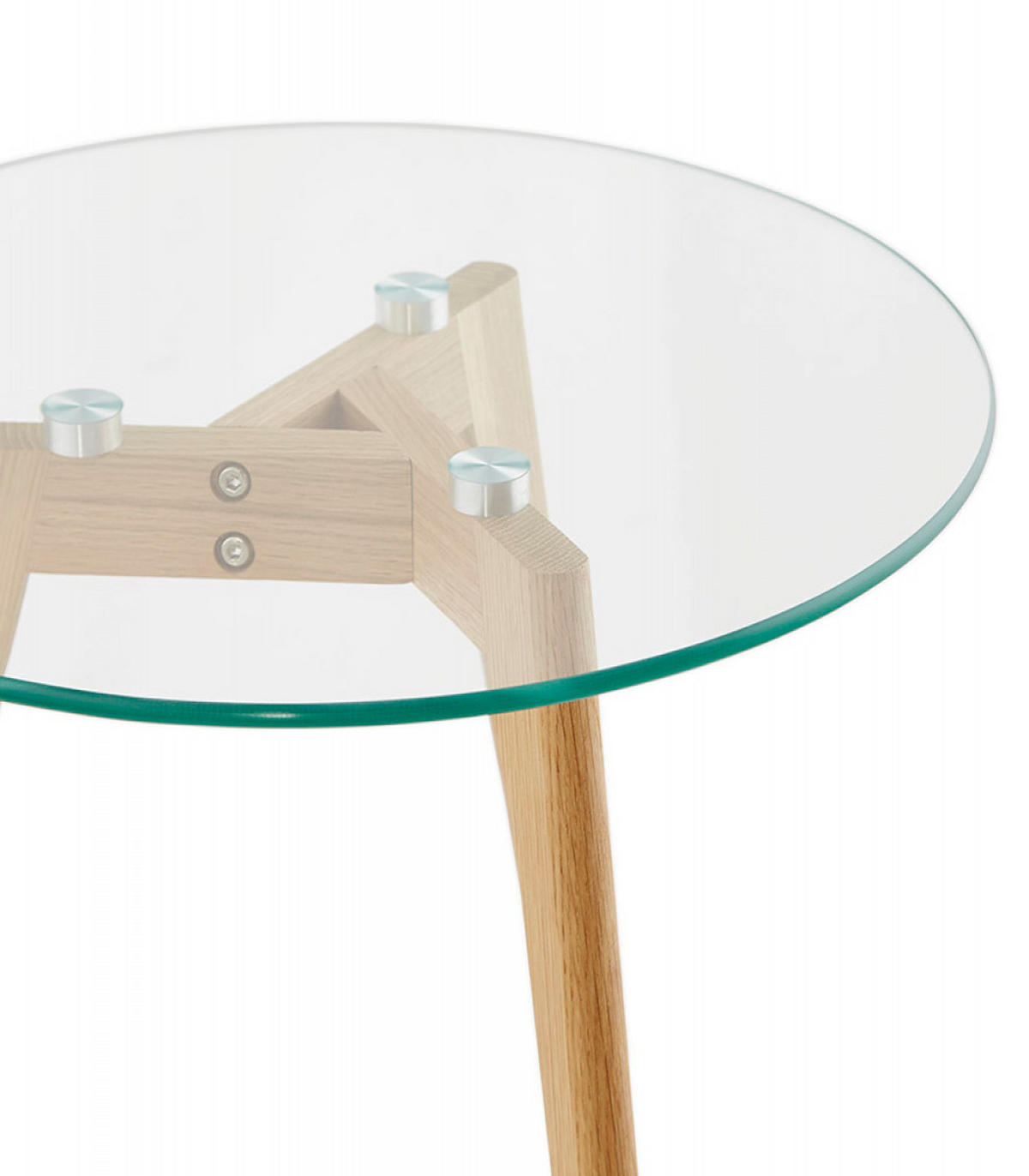 COUCHTISCH Holz Glas Rund Modern Skandinavisches Design Kompakt 80x80x45cm - Eichefarben/Transparent, Glas/Eichenholz (50/50/45cm) - KADIMA DESIGN