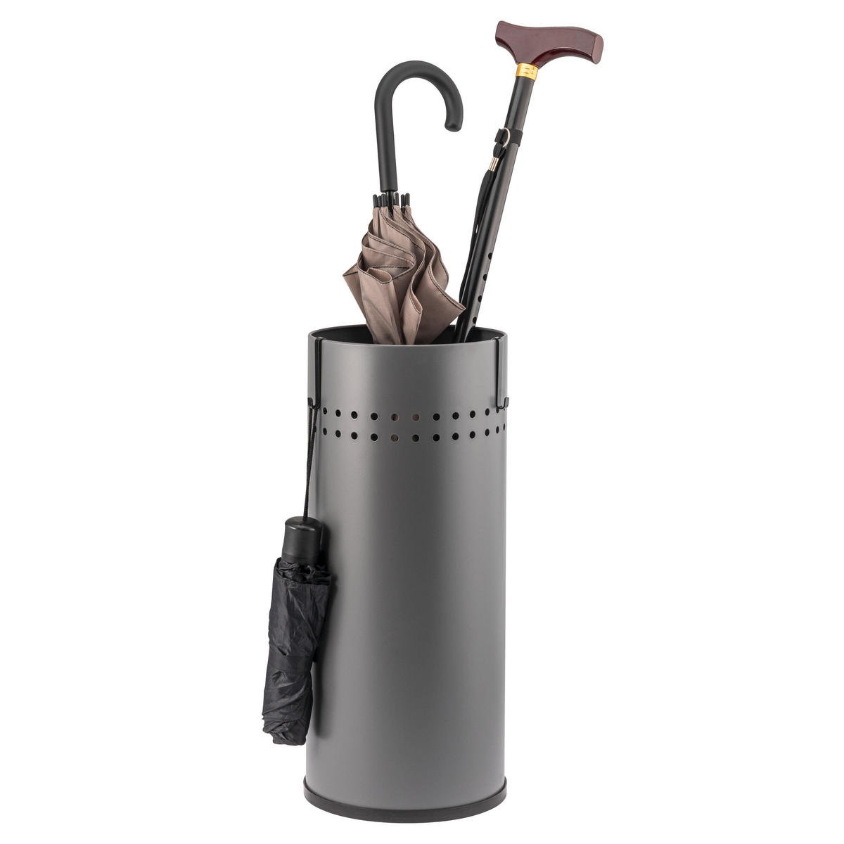 SCHIRMSTÄNDER, mit Abtropfschale, Metall, grau - Grau, Metall (22/50.5/22cm) - bremermann