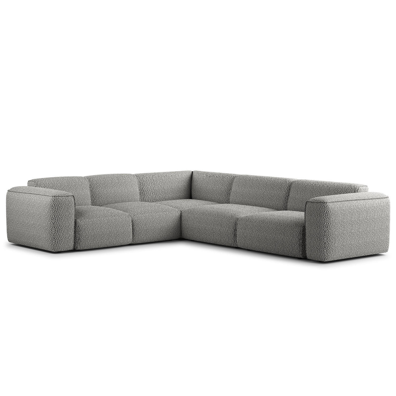 ECKSOFA mit Rundecke - Schwarz/Grau, Kunststoff/Textil (325/260cm) - home24