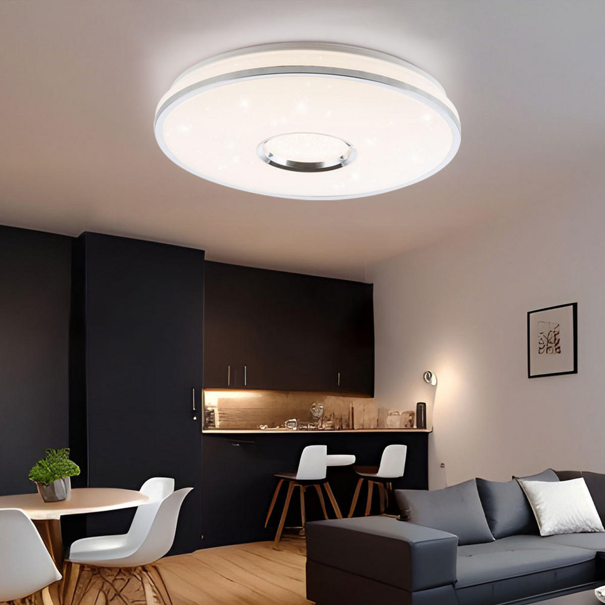 LED DECKENLEUCHTE Metall Weiß Chrom - Weiß, Kunststoff/Metall (49/49/7.8cm) - Globo Lighting