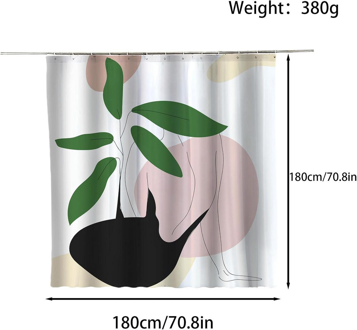 DUSCHVORHANG Polyester schimmelresistent wasserdicht waschbar schnell trocknend mit Ringen Dusche fürs Badezimmer - Multicolor, Textil (180/180cm) - MCBOSON