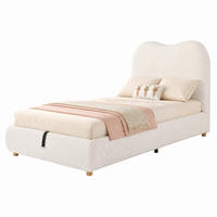 POLSTERBETT mit Stauraum 90x200 cm Bouclé Beige mit Lattenrost - Beige, Metall (90/200cm) - Beauniv