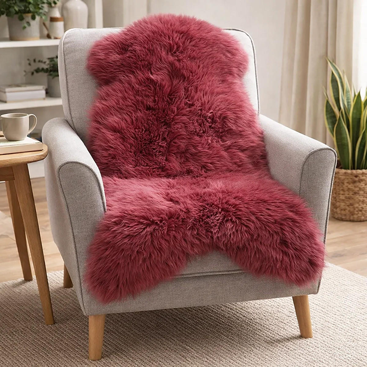 LAMMFELL Öko bunt gefärbt weich Fell Teppich Kirschenrot ca. 110 cm - Kirschrot, Fell (60/110cm) - Provellus