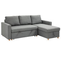 ECKSOFA Grau mit Schlaffunktion und Bettkasten - Grau, Textil (211.5/146cm) - PANGIVO