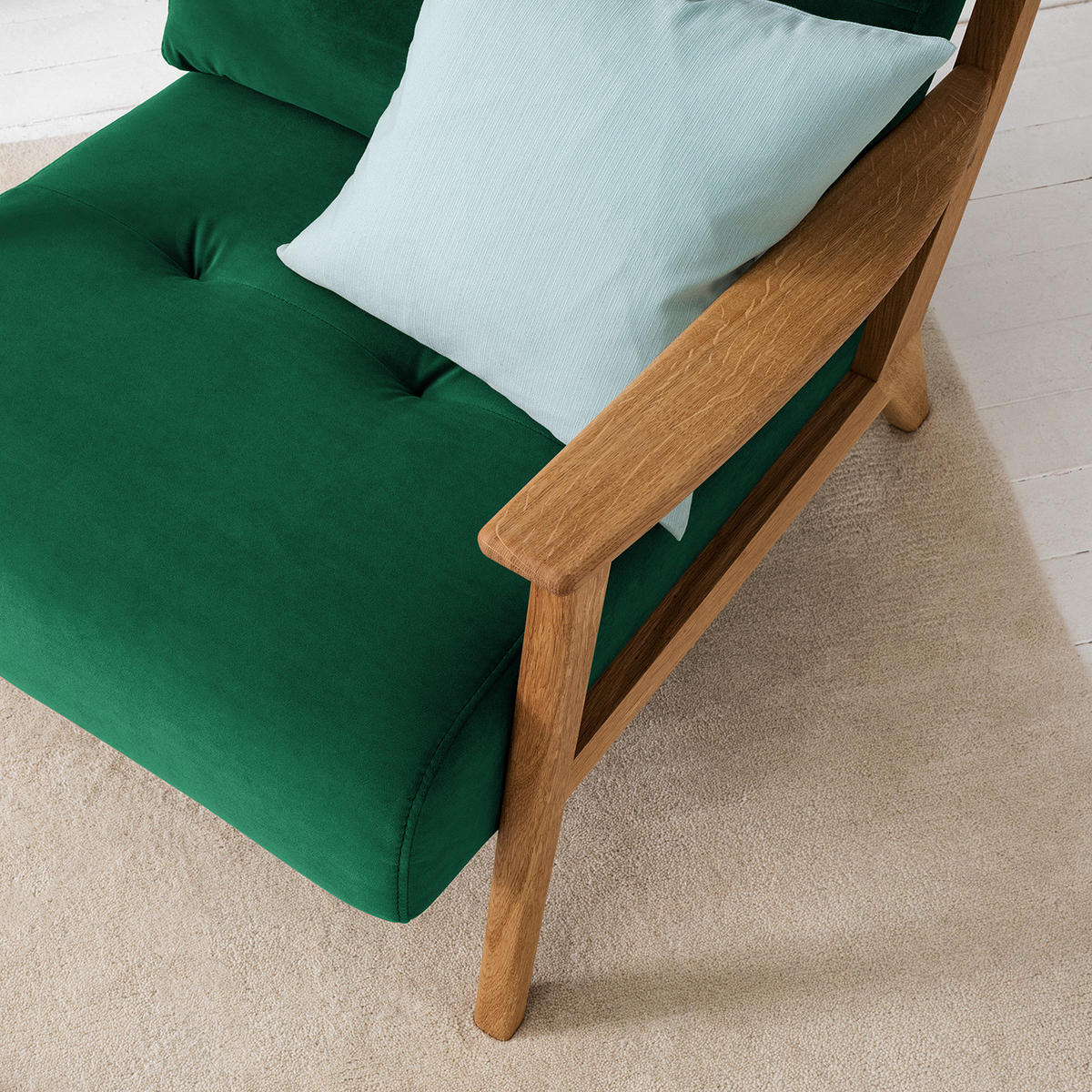 SESSEL - Dunkelgrün/Braun, Eichenholz/Holz (83/80/75cm) - home24