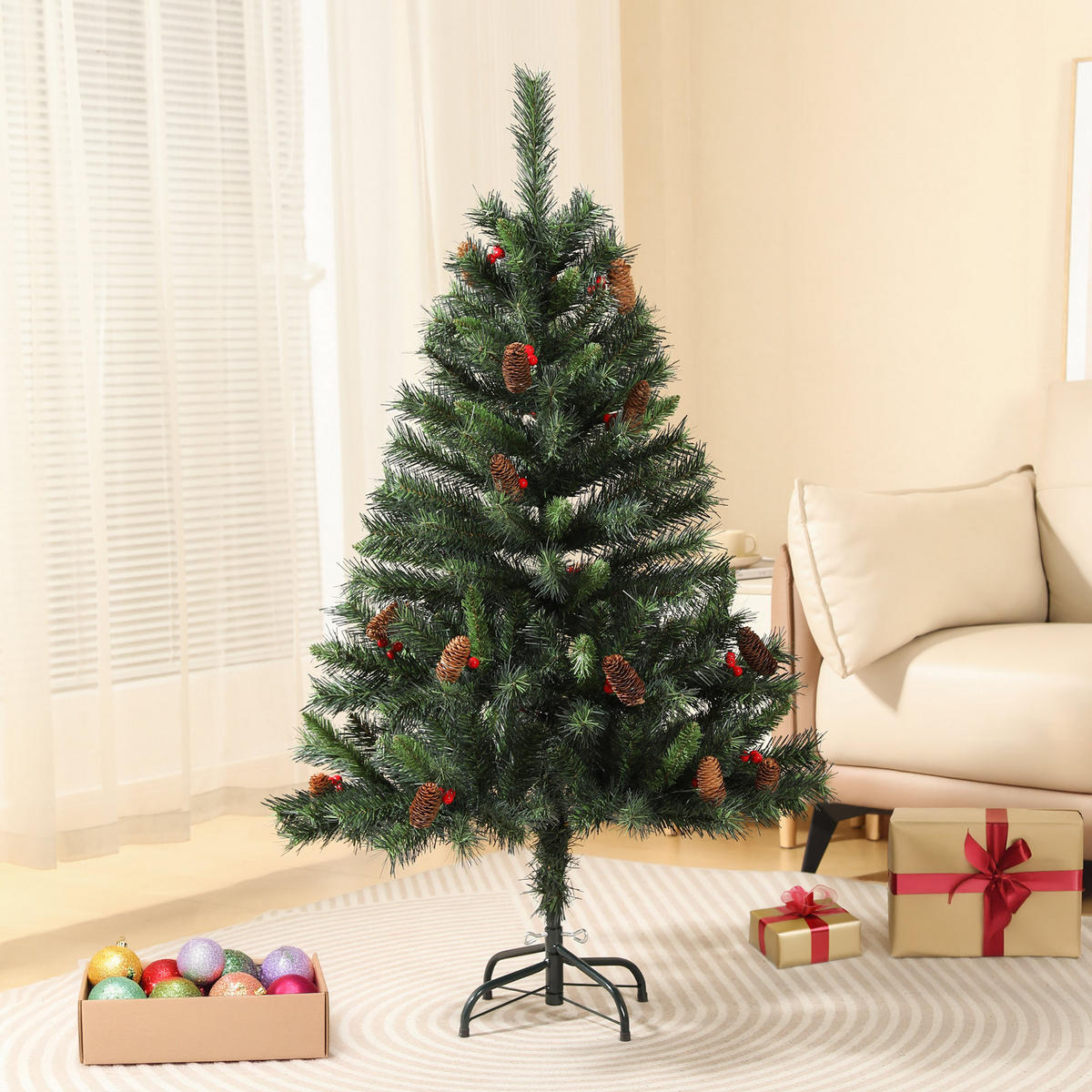 WEIHNACHTSBAUM künstlich - Grün, Kunststoff (90/150cm) - SVITA