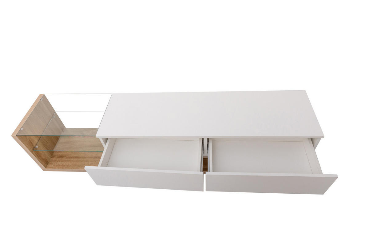 LOWBOARD 170/36/38 cm aus Spanplatte mit App-steuerbarer LED-Beleuchtung Weiß - Weiß, Holzwerkstoff (170/38/36cm) - Modenvie