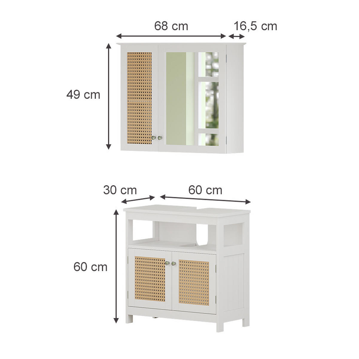 BADMÖBEL-SET Rosario Weiß 2 Teile - Weiß, Holzwerkstoff (60/60/30cm) - Vicco