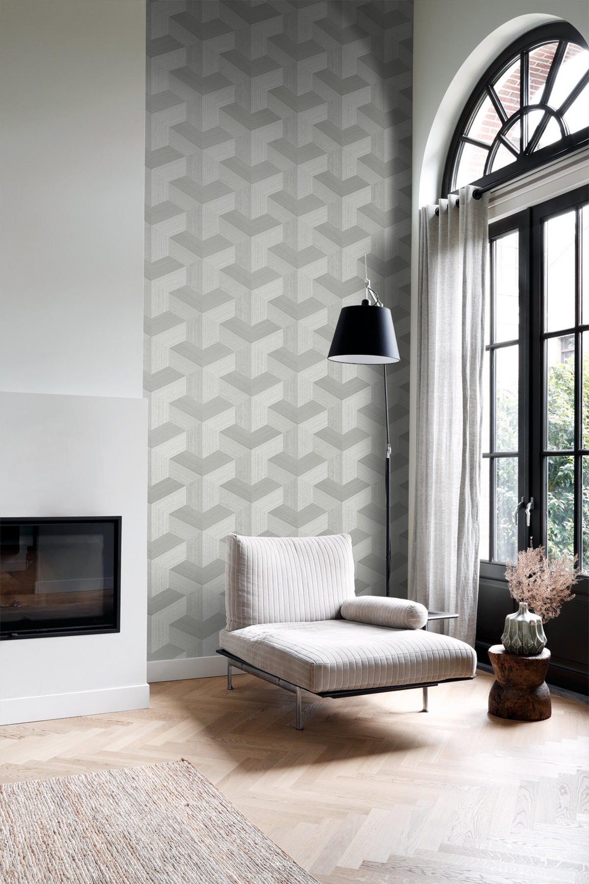 TAPETE 3D-Muster 53 cm x 10.05 m - Grau, Papier (53/1000cm) - Origin Wallcoverings