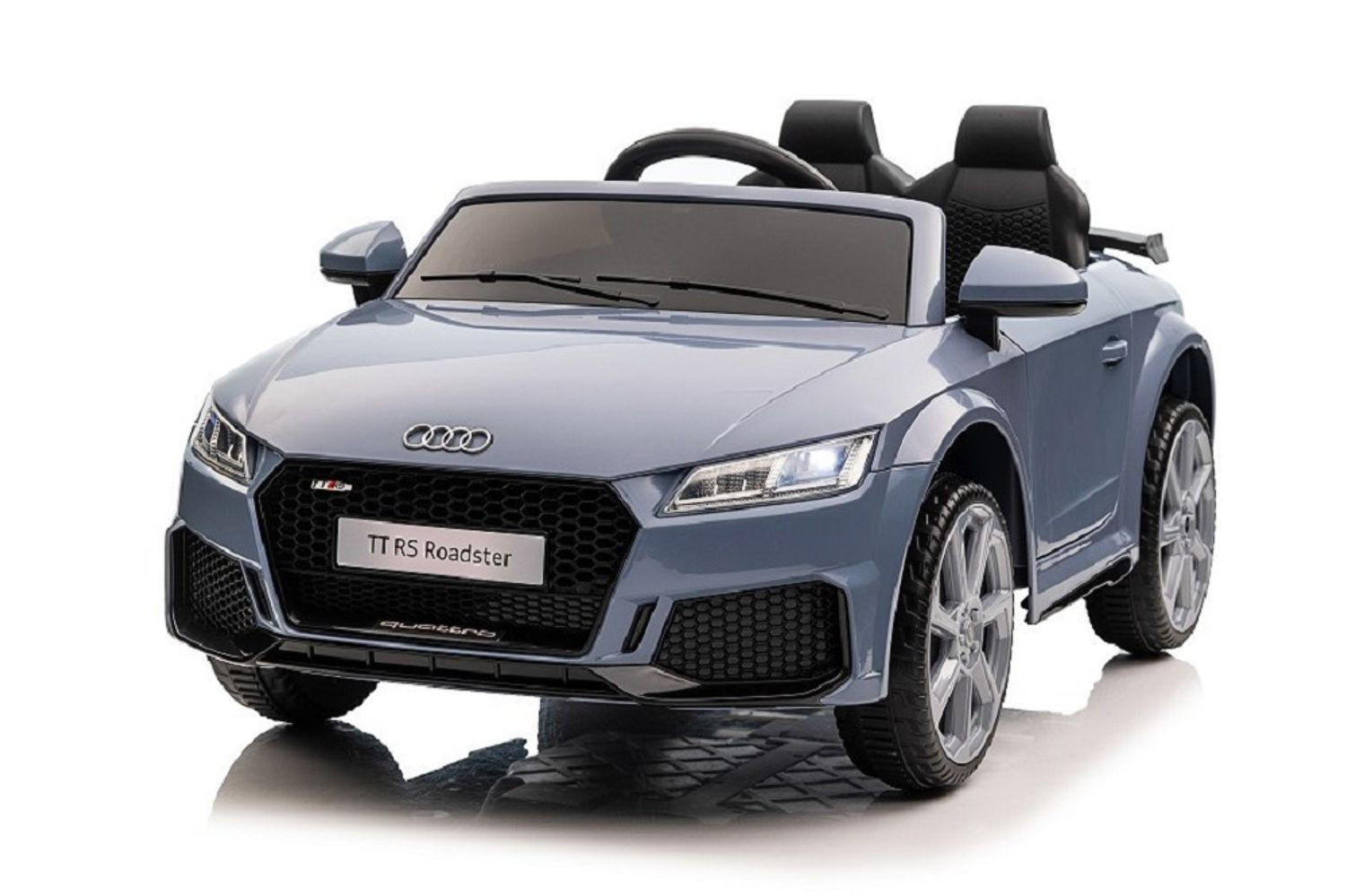 KINDER ELEKTROAUTO Audi TTRS grau-blau EVA-Reifen, Kunstledersitz, lizenziert, 12V 7Ah Akku, Softstart - Grau, Kunststoff (102/60/44cm) - Es-Toys