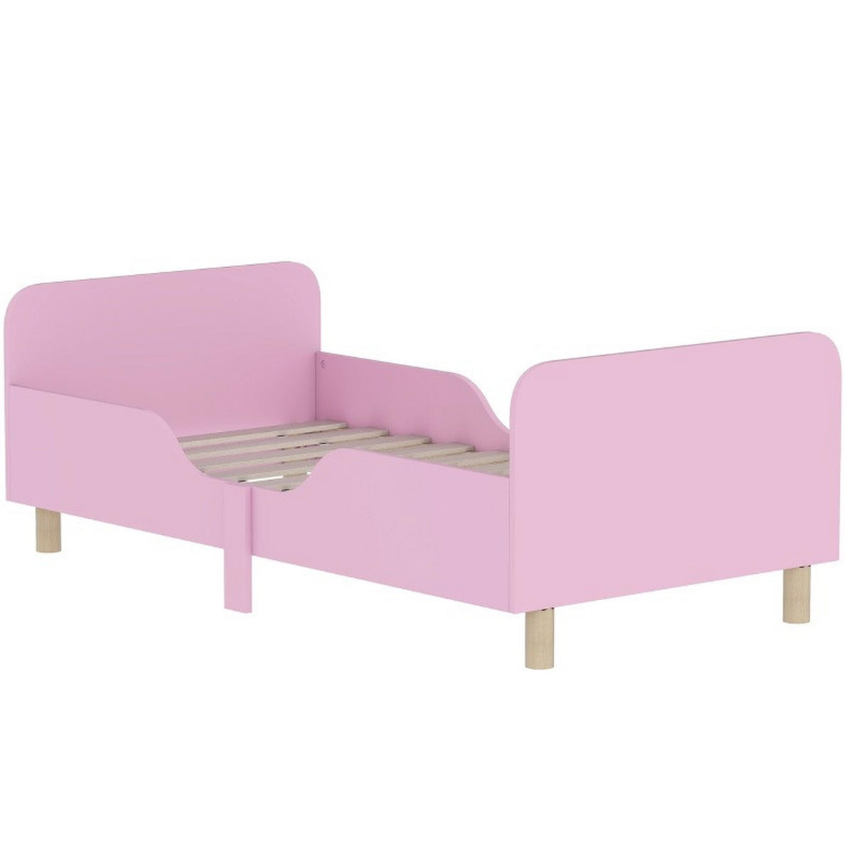 KINDERBETT mit Rausfallschutz 143,5 x 74,2 cm Rosa - Pink, Holzwerkstoff (70/140cm) - Beauniv