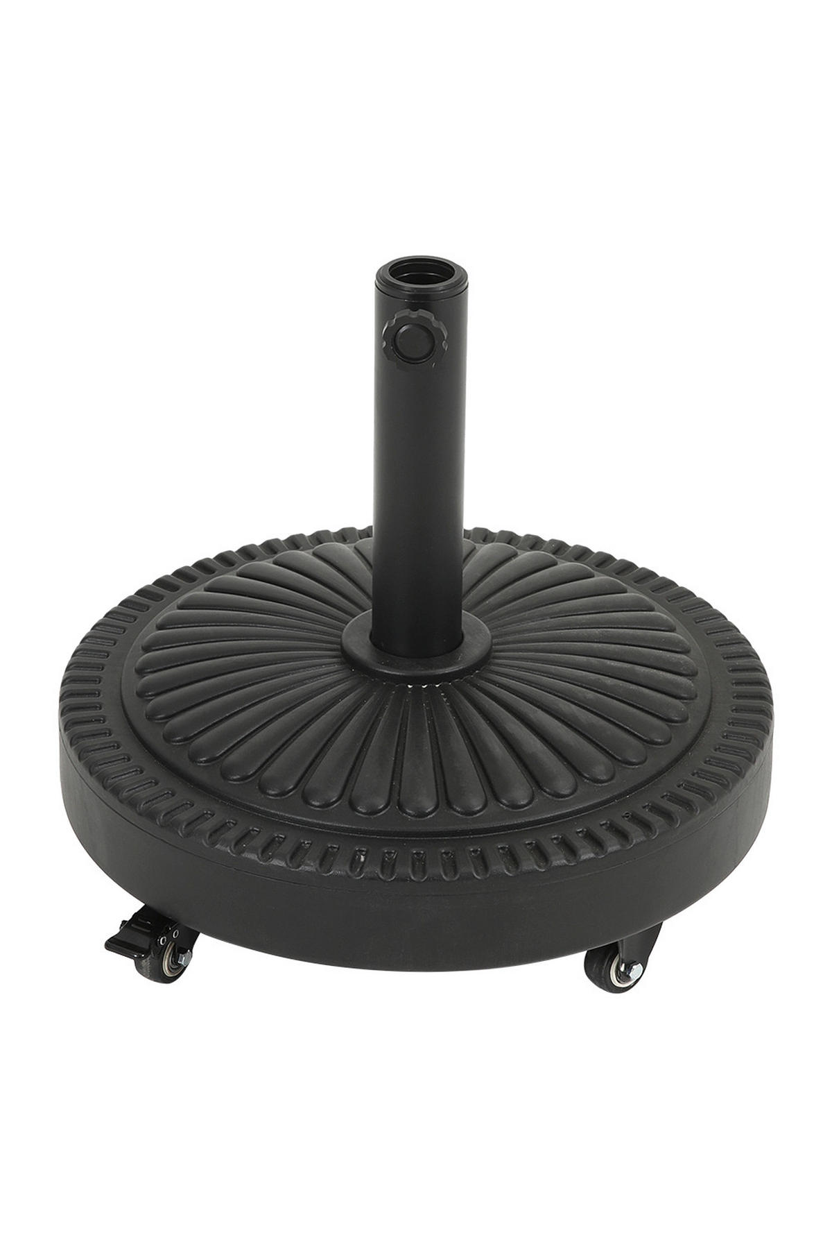 SONNENSCHIRMSTÄNDER Sonnenschirmfuß mit Rollen aus PE + Concrete mit dekorativem Muster Schwarz standfest ohne Befüllen Ø45 × 30 cm 25 kg - Schwarz, Metall (45/45cm) - Livingandhome