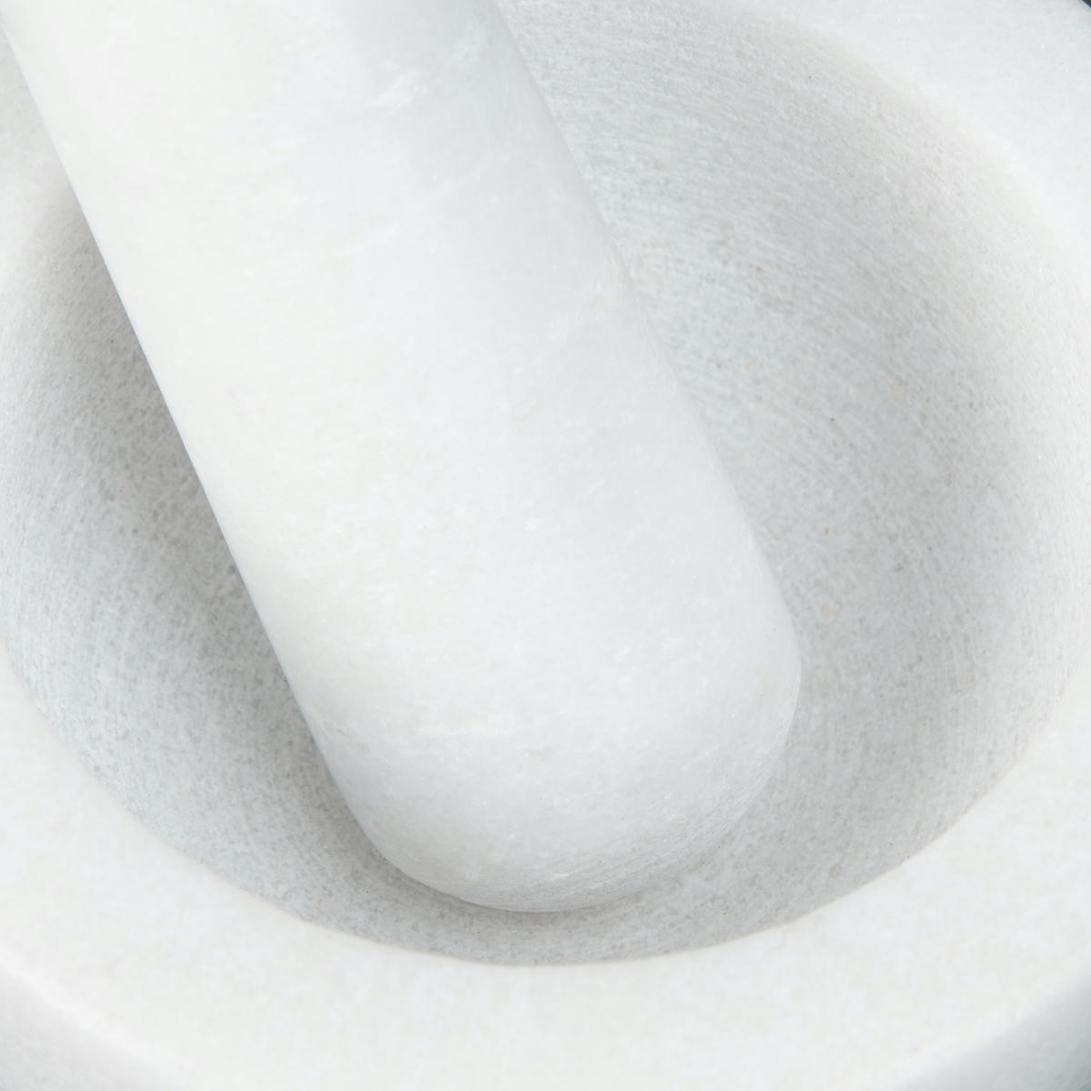 MÖRSER - Weiß, Stein (10/6/10cm) - Relaxdays