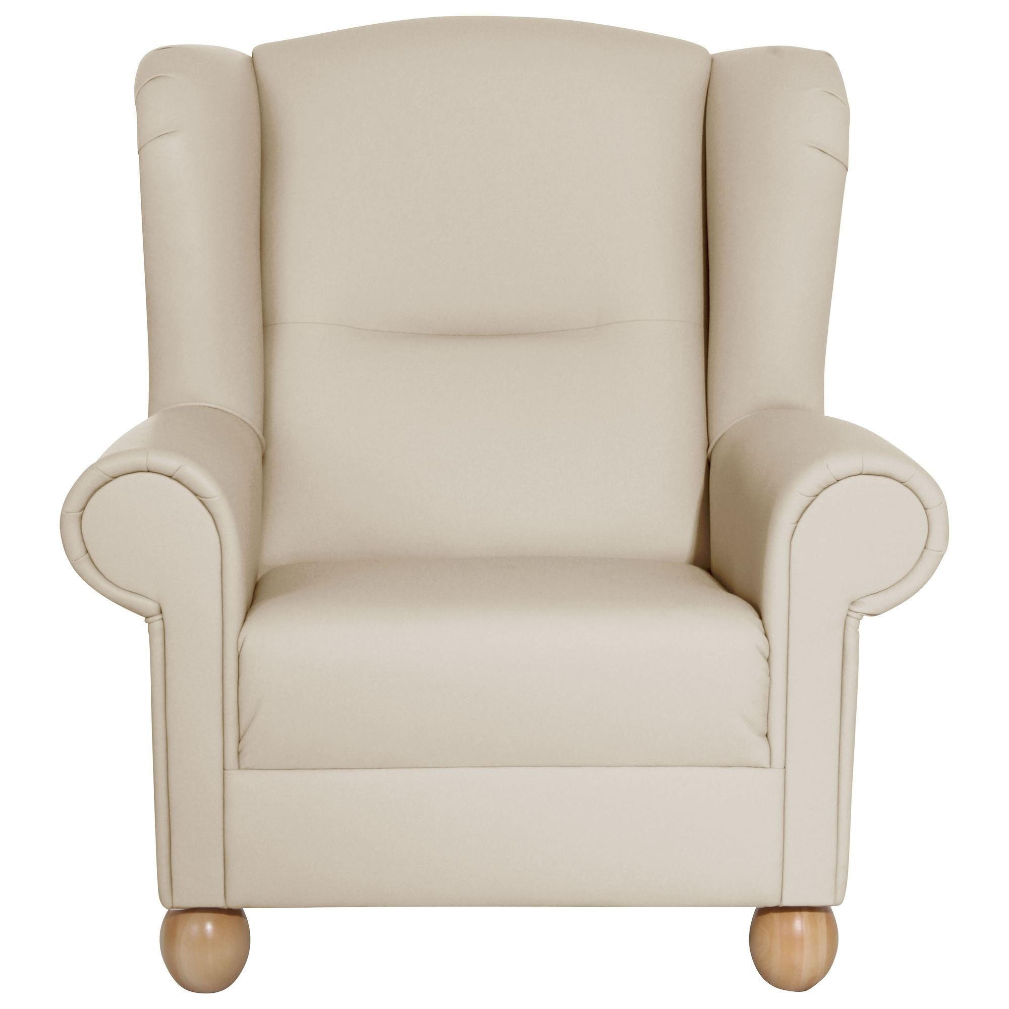 OHRENBACKENSESSEL Kasha Bezug Kunstleder Buche natur / beige - Beige/Buchefarben, Kunststoff (93/103/87cm) - 58aufmkessel