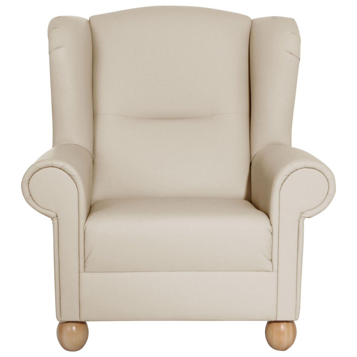 OHRENBACKENSESSEL Kasha Bezug Kunstleder Buche natur / beige - Beige/Buchefarben, Kunststoff (93/103/87cm) - 58aufmkessel