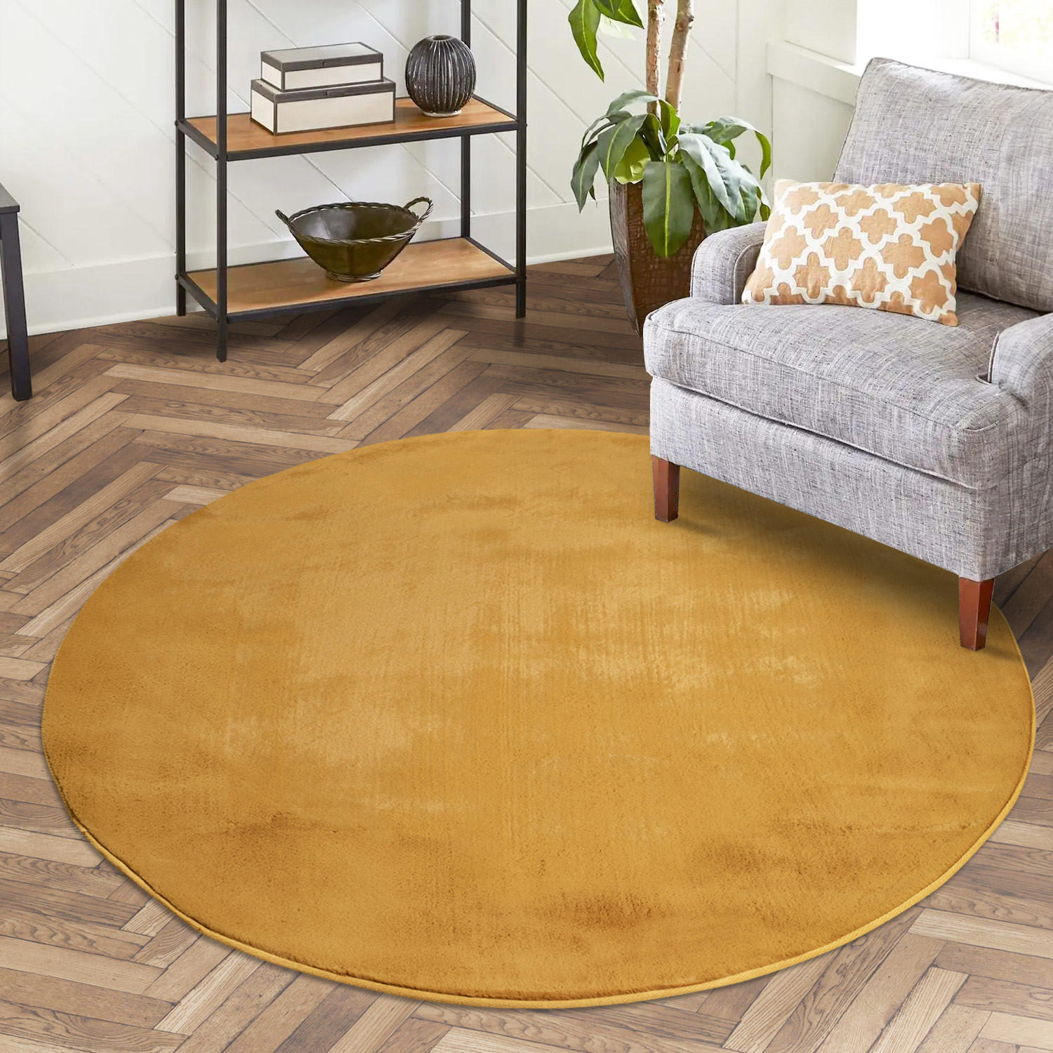 HOCHFLOR-TEPPICH Topia 400 Amber 160 cm Rund - Gelb, Textil (160/160cm) - carpet city