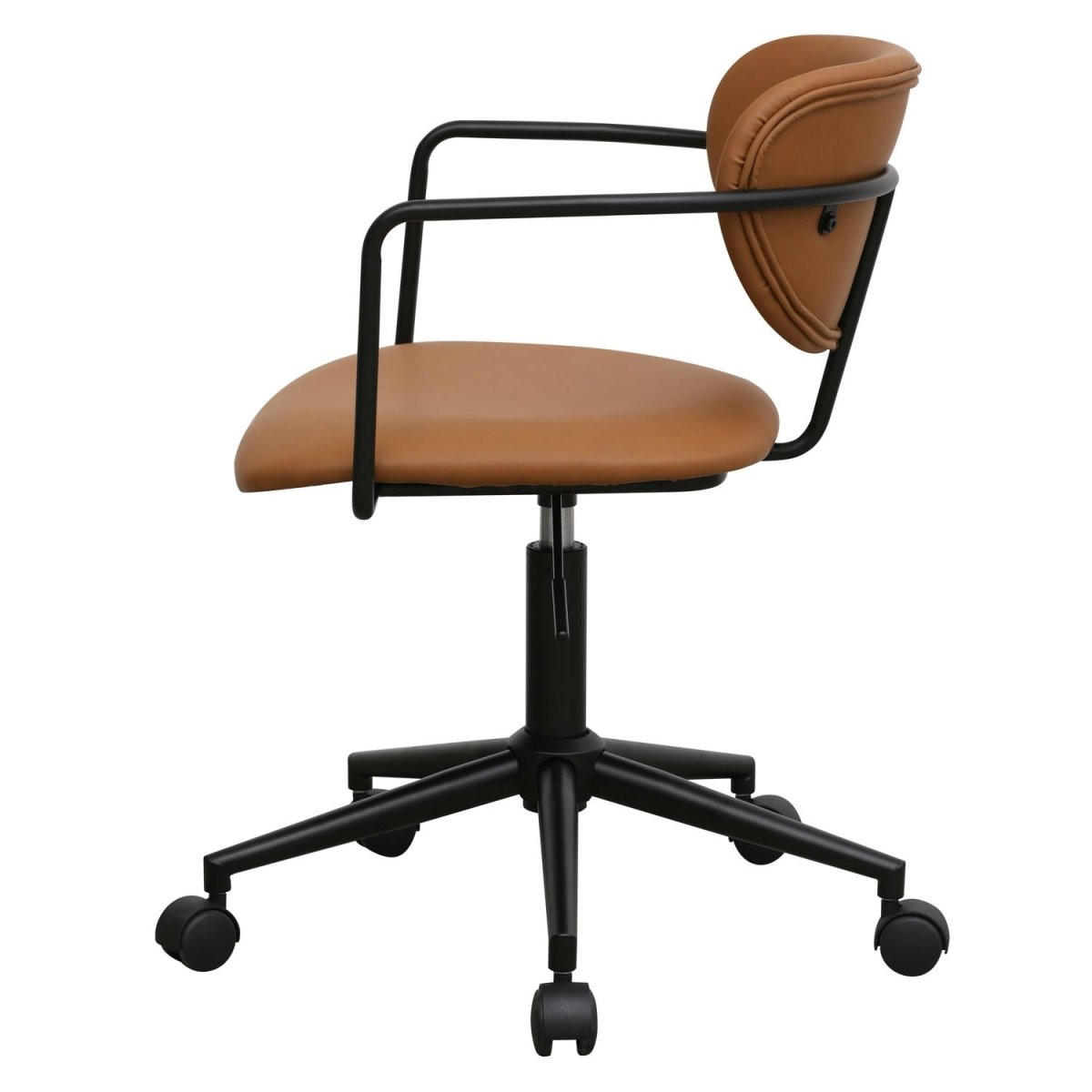 DREHSTUHL höhenverstellbar in Kunstleder Cognacbraun - Schwarz/Braun, Textil/Metall (54/71/57cm) - Furnhouse