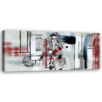 WANDBILD frau mit brille abstrakt - Grau, Textil (90/30cm) - Feeby