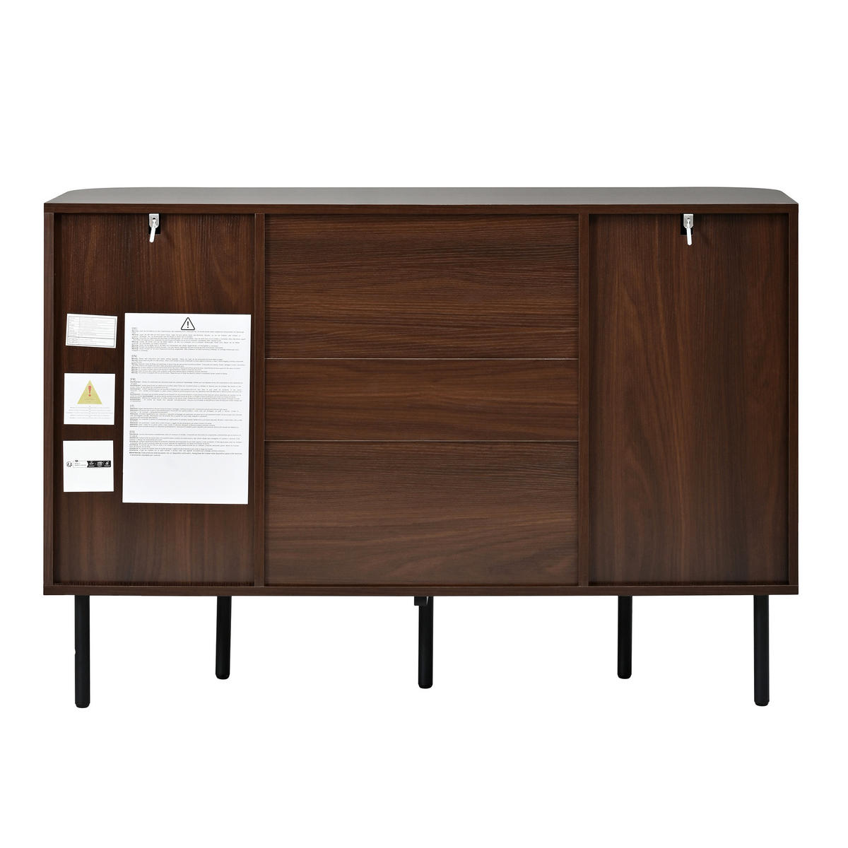 WOHNWAND DE-40152 2-teilig mit Geflechtfront Nussbaum - Walnussfarben, Holzwerkstoff (120/82/40cm) - ComfortXL