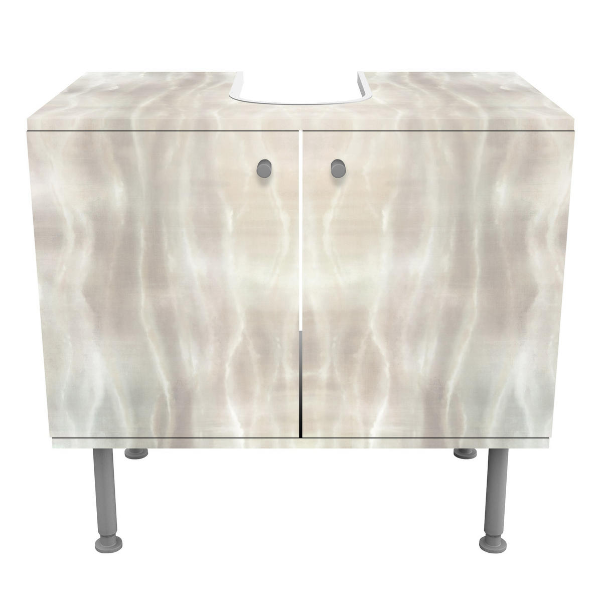 WASCHBECKENUNTERSCHRANK Leuchtende Wellen 60/55/35 cm - Beige, Holzwerkstoff (60/55/35cm) - Bilderwelten
