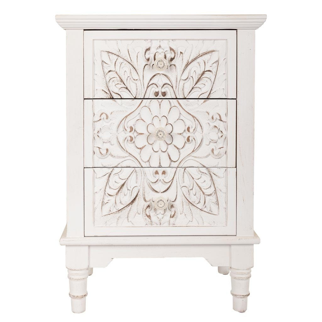 Thumbnail - Wanderlust Nachttisch, Weiß, Holz, 46x67x32.5 cm, Schlafzimmer, Nachttische