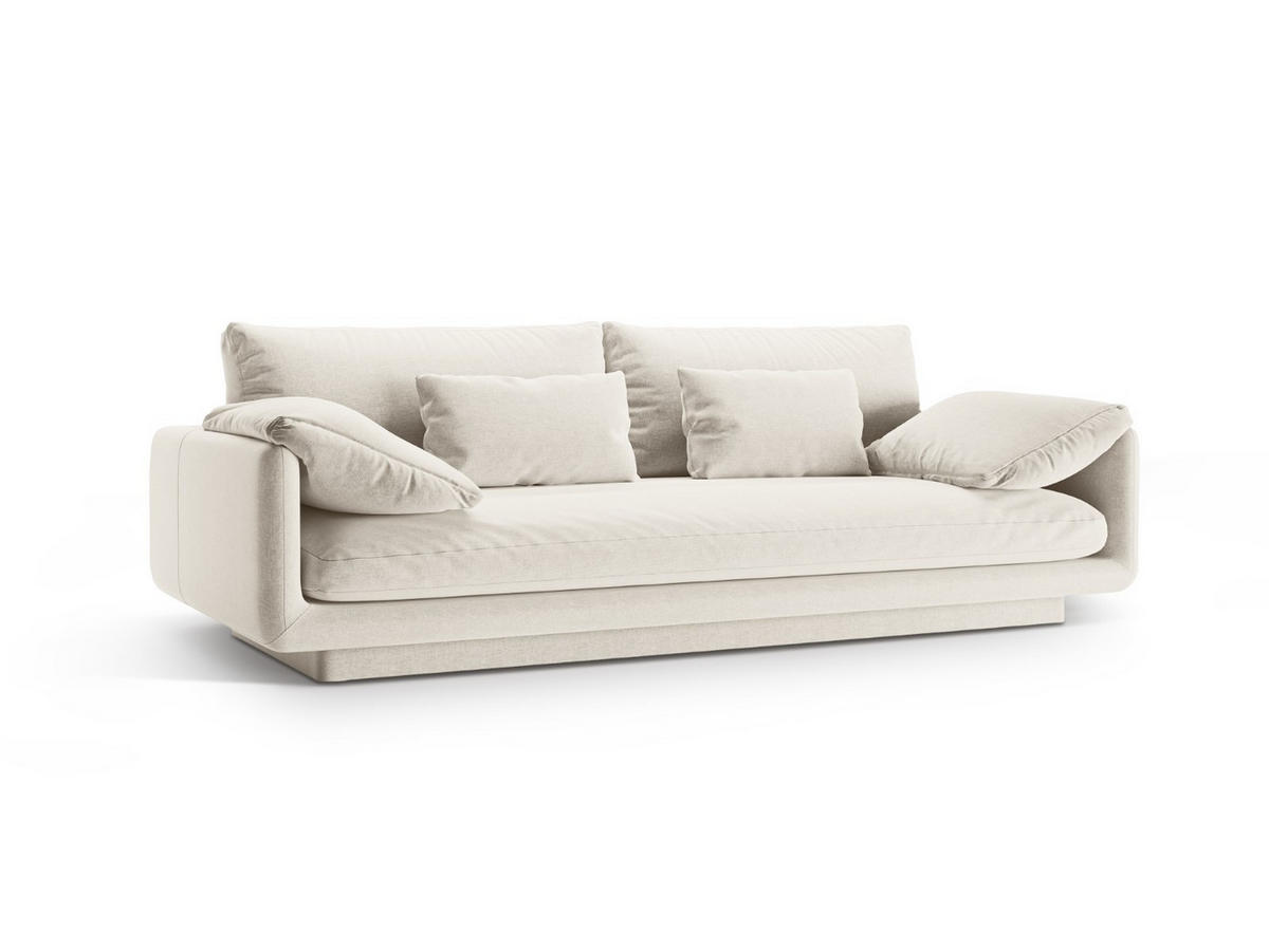 SOFA Torino aus strukturiertem Stoff elfenbein 3 Sitzplätze - Ecru, Textil (103/83/220cm) - Micadoni