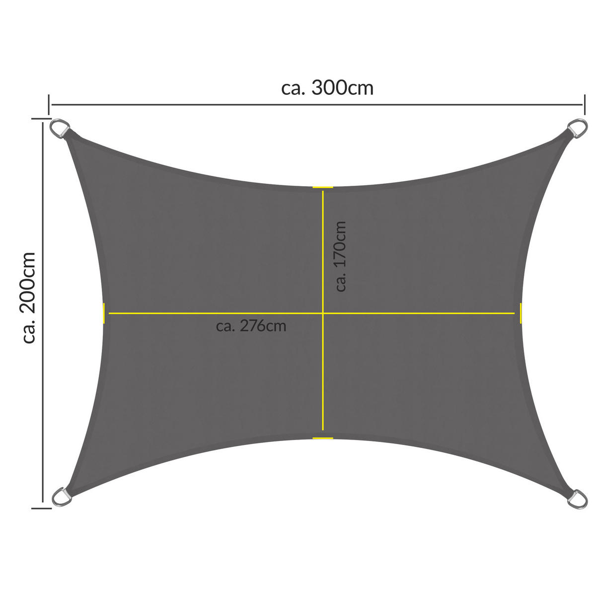 SONNENSEGEL SolVision PS9 200/300 cm rechteckig Anthrazit PE - Anthrazit, Kunststoff (300/200cm) - Sol Royal