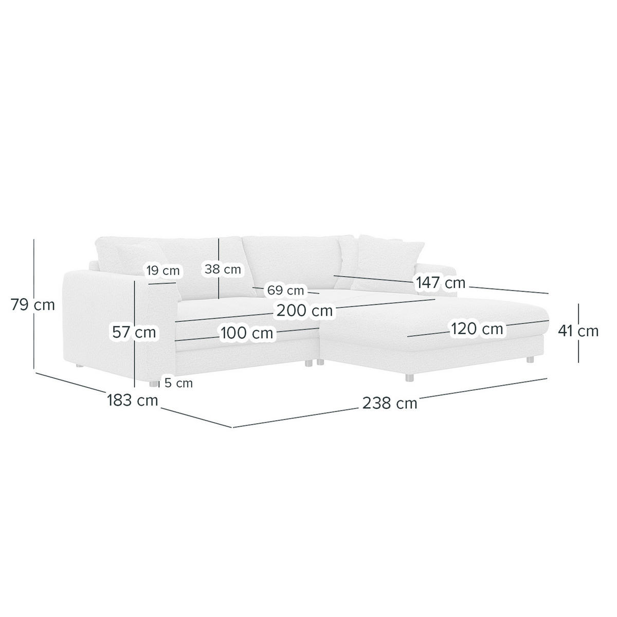 ECKSOFA mit Longchair - Schwarz/Grau, Kunststoff/Textil (238/183cm) - home24