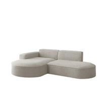 ECKSOFA Designer L-Form MODENA STUDIO Stoff Loop Creme Links - Creme, Holz (165/236cm) - Kaiser Möbel