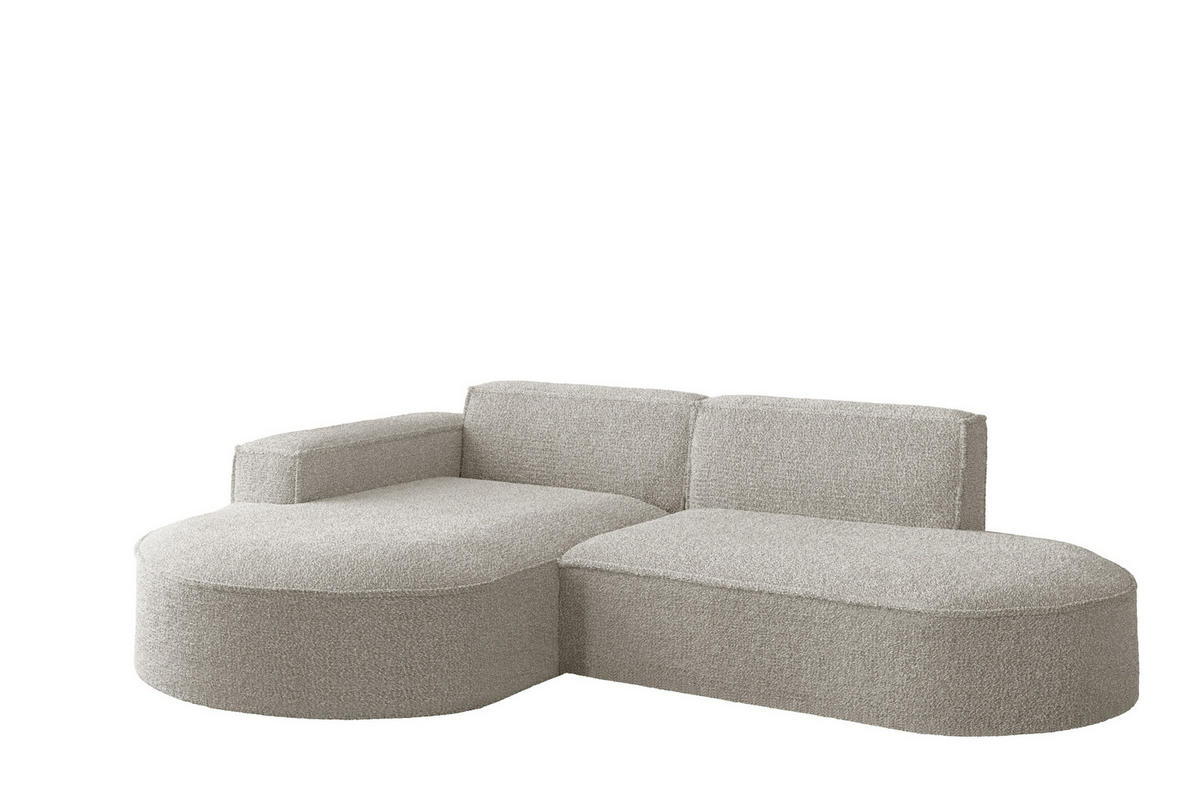 ECKSOFA Designer L-Form MODENA STUDIO Stoff Loop Creme Links - Creme, Holz (165/236cm) - Kaiser Möbel