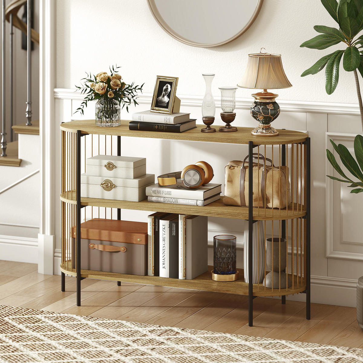 KONSOLENTISCH Naturholz MDF Stahl 1 Stück - Beige, Kunststoff (124/43.5/80cm) - GiPP