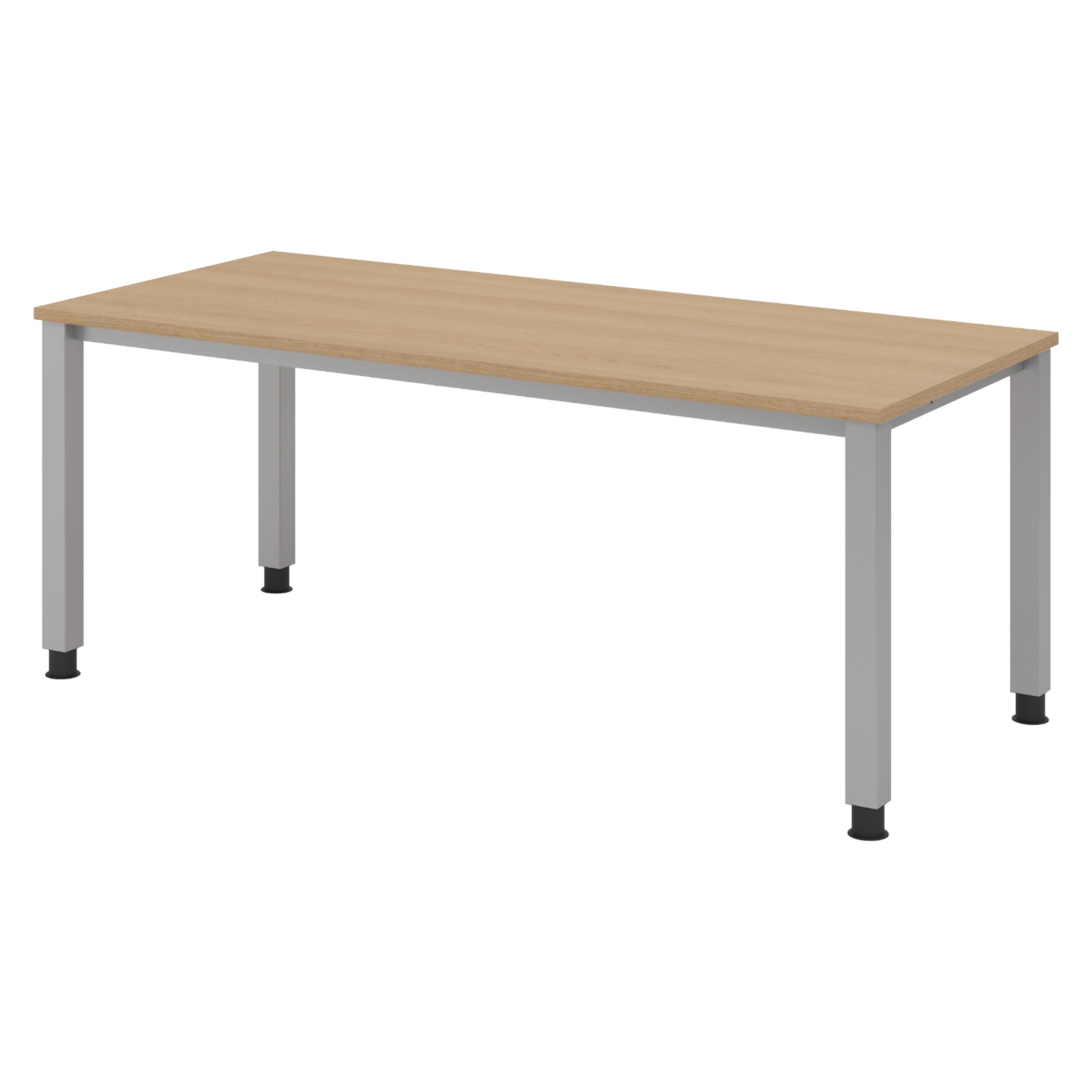 SCHREIBTISCH Serie-Q Gestell: Silber 80/180/74 cm in Eichefarben - Eichefarben, Holzwerkstoff (80/180/74cm) - bümö