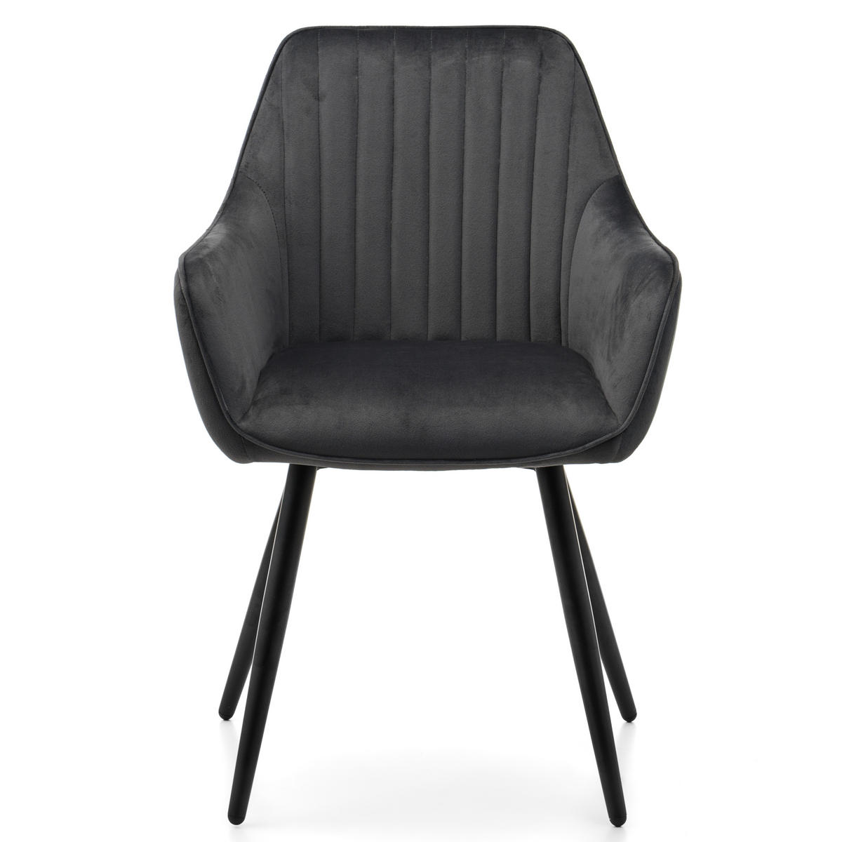 STUHL PASSO gepolstert mit Steppung - grau - Samt Velours - Schwarz/Grau, Textil/Metall (58/87/60cm) - NEW HOME