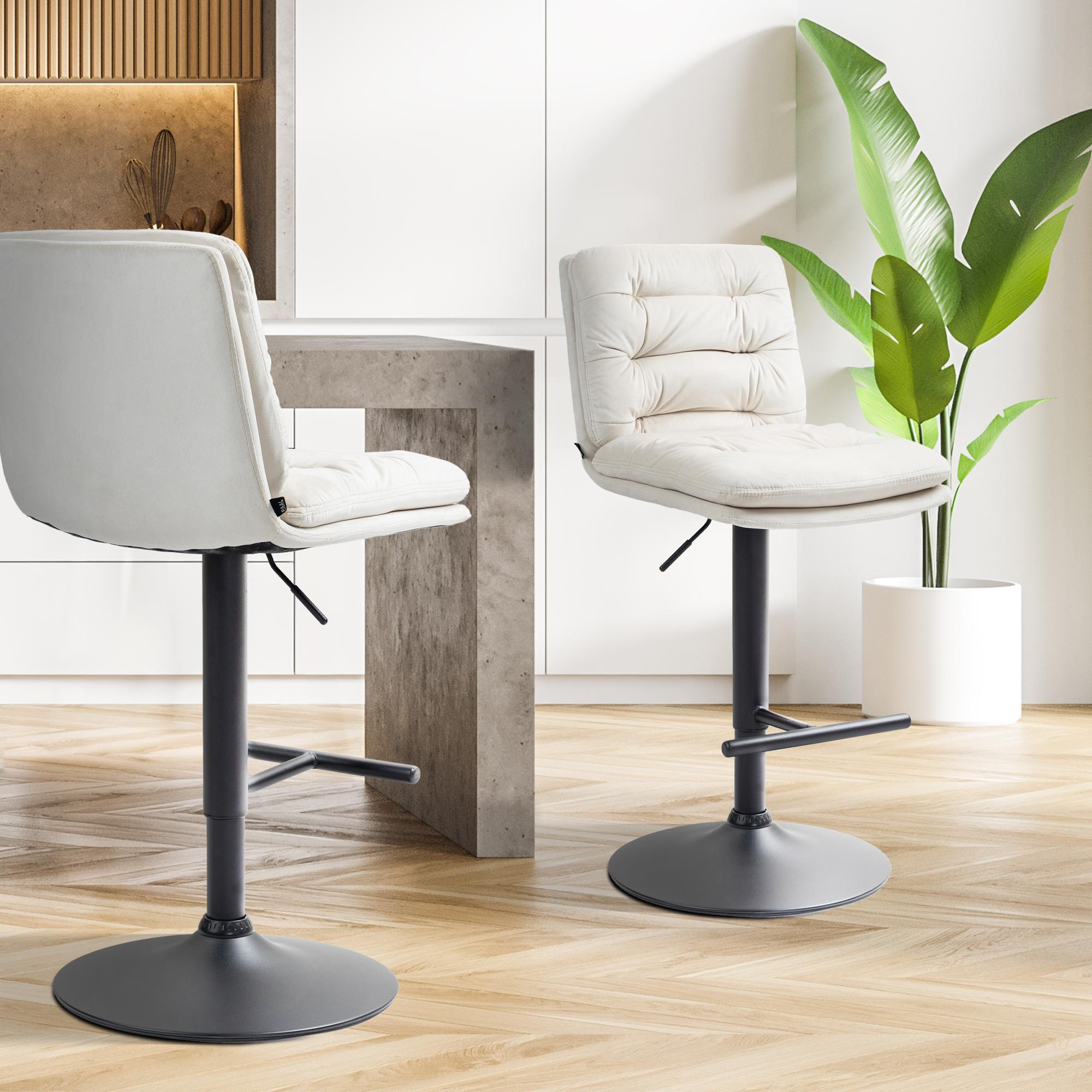 BARHOCKER Samt creme - Creme/Schwarz, Textil/Metall (42/94/56cm) - CLP