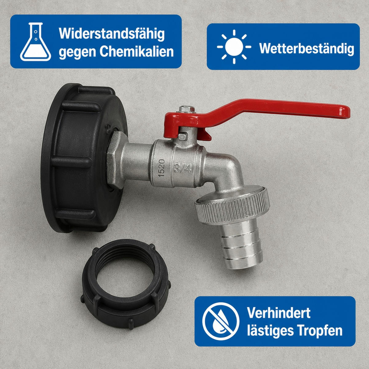 IBC Anschlusshahn 3/4 ' - Silberfarben, Metall (1.1/1/1.8cm) - Westfalia