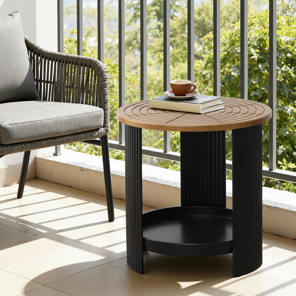 BEISTELLTISCH, MDF und Eisen, D40 cm, H40 cm - Schwarz, Holz/Metall (40/40/40cm) - Hometopia