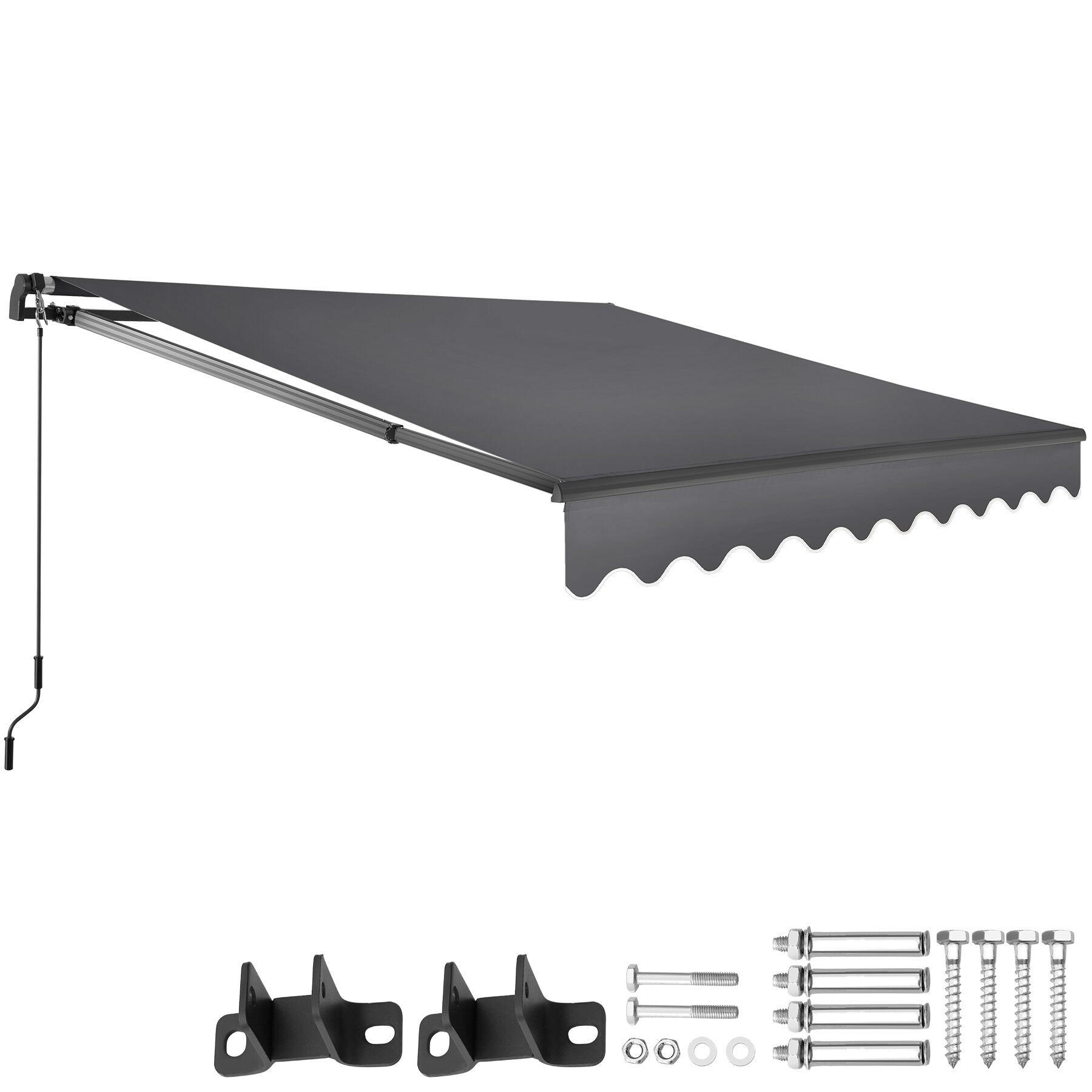 GELENKARMMARKISE Ornella,inkl. Wandhalterung,dunkelgrau - Dunkelgrau, Kunststoff (250/41/200cm) - tectake