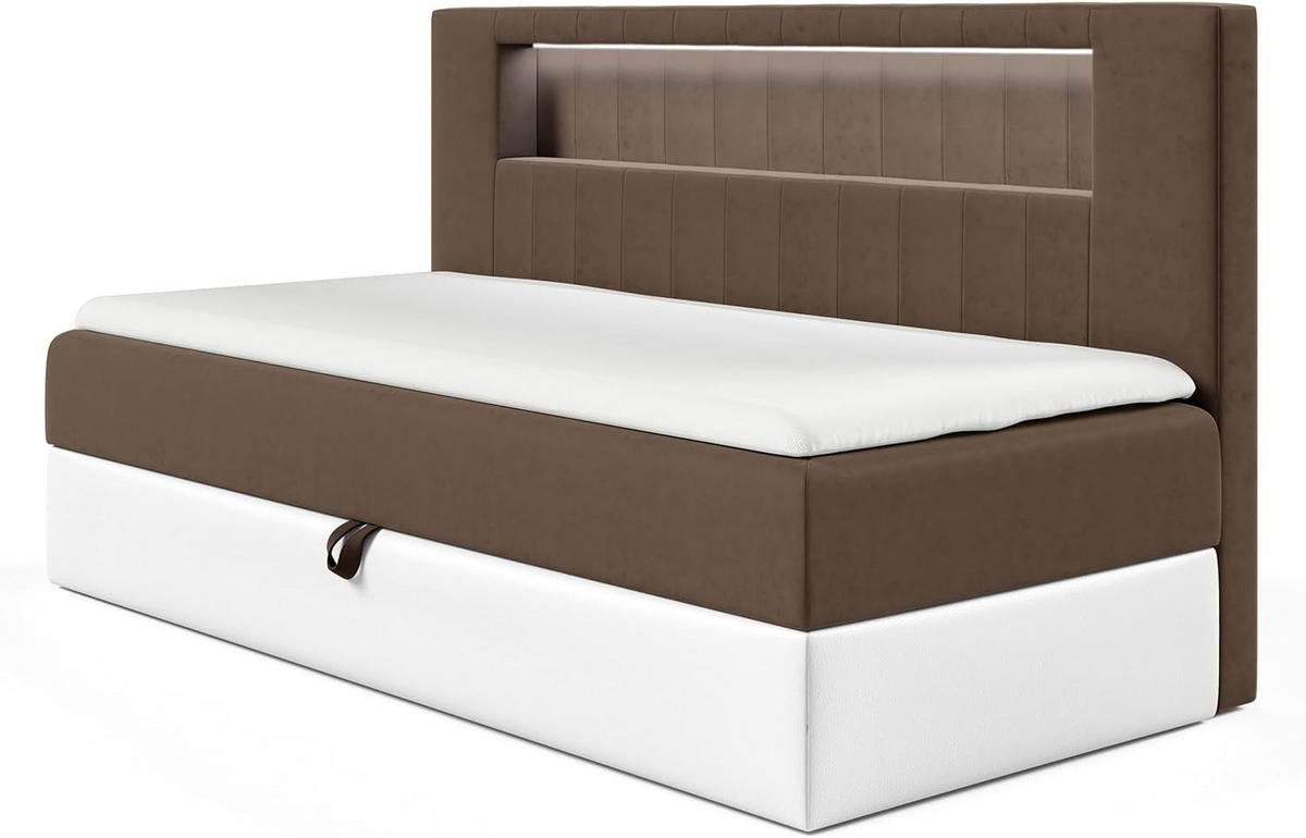 KINDERBETT GARETH 2 - Braun/Weiß, Holzwerkstoff (91/201cm) - Meblini