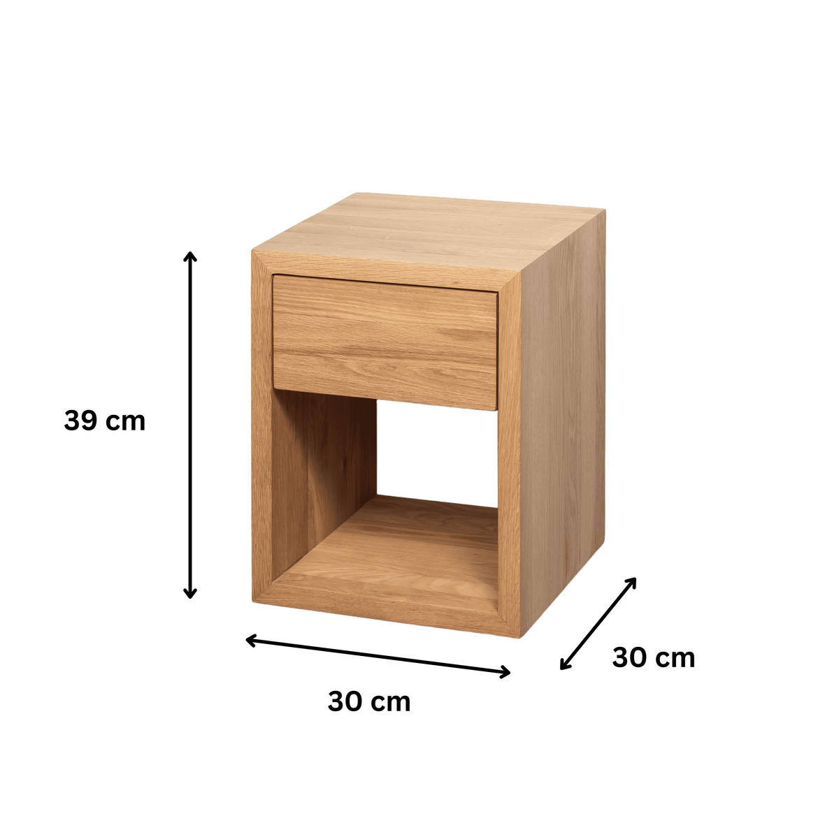 NACHTTISCH Hugo, Eiche, 30/30/39 cm - Eichefarben, Holz (30/39/30cm) - WOODEK