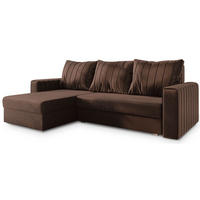 ROHOVÁ SEDAČKA CARL hnědá - šedá/hnědá, dřevo/textil (236/150cm) - MASSENO