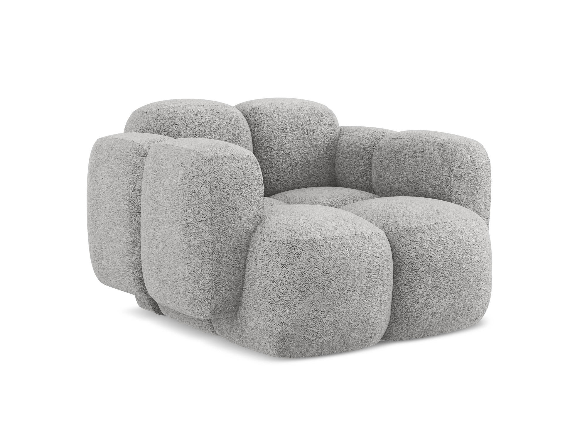 SESSEL Chenille Stoff Grau - Hellgrau/Schwarz, Holzwerkstoff/Kunststoff (120/72/115cm) - Makamii