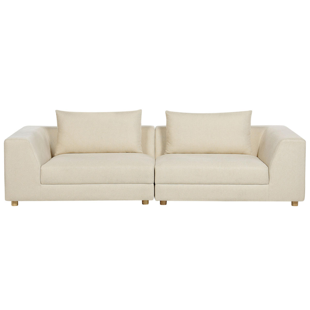 3-SITZER-SOFA sandbeige mit Kissen Lermon - Beige, Textil (260/59/100cm) - Beliani